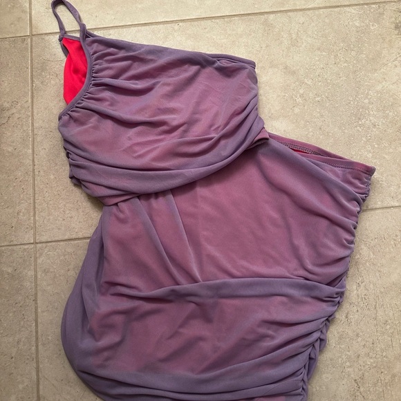 SHEIN PURPLE ICON Ruched One Shoulder Top & Skirt - Picture 3 of 3